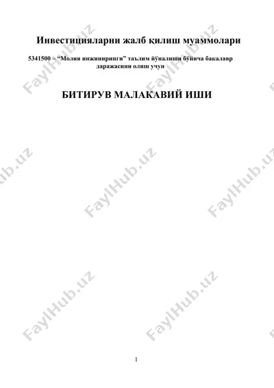 инвестицияларни жалб қилиш муаммолари — DOCX