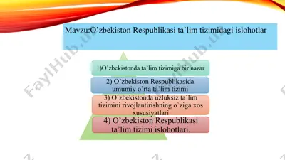 o’zbekiston respublikasi ta’lim tizimida gi islohotlar — PPTX