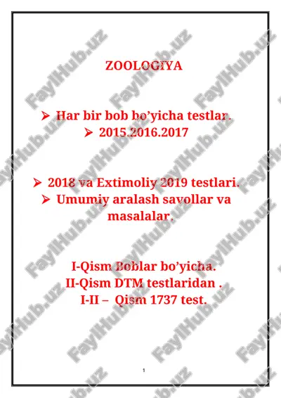 7 zoologiyadan test — DOCX