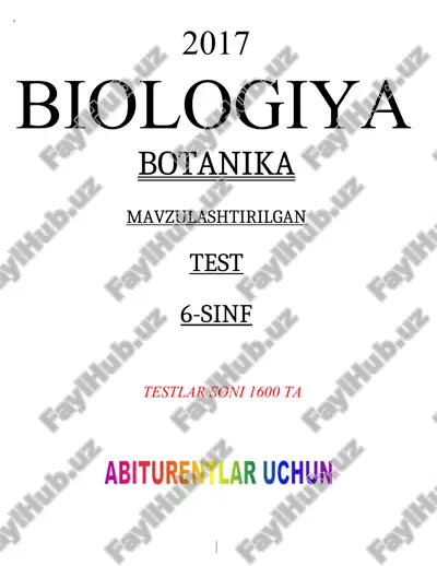 6-sinf botanikadan mavzulashtirilgan testlar to'plami — DOCX