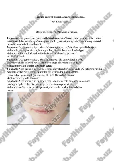 oksigenoterapiya oʼtkazish usullari — DOCX