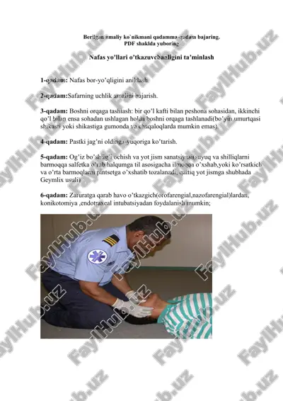 nafas yoʼllari oʼtkazuvchanligini taʼminlash — DOCX