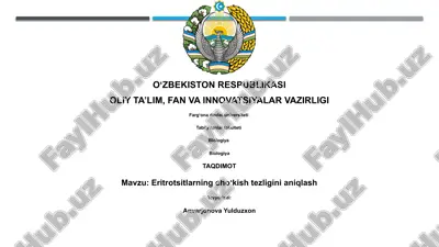 eritrotsitlarning choʻkish tezligini aniqlash — PPTX