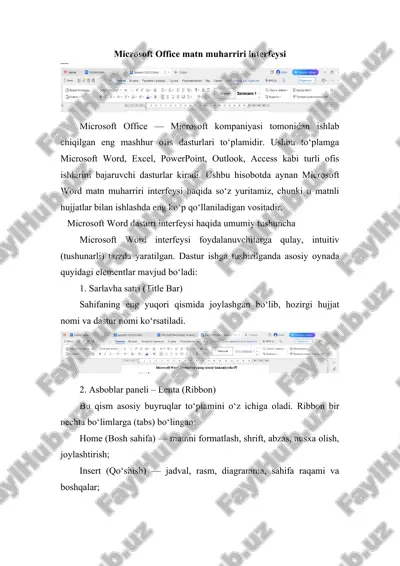 microsoft office matn muharriri interfeysi — DOCX