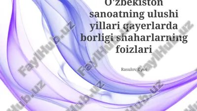 o'zbekiston sanoatning yillar bo'yicha ulushi — PPTX
