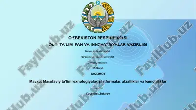 masofaviy ta’lim texnologiyalari platformalar, afzalliklar va kamchiliklar — PPTX