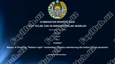 a.fitratning “rahbari najot” risolasidagi “baxtsiz odamlarning ikki toifasi”ga oid qarashlari — PPTX