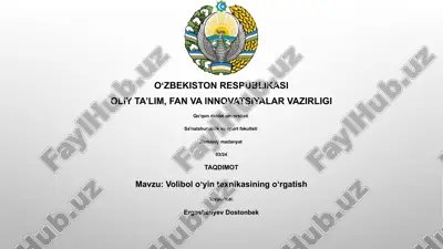 volibol oʻyin texnikasining oʻrgatish — PPTX