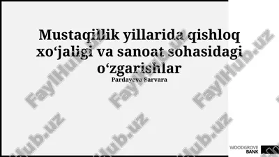 mustaqillik yillarida qishloq xo'jaligidagi o'zgarishlar — PPTX