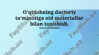 dasturiy ta'minotga oid o'quv materiallari bilan tanishish — PPTX