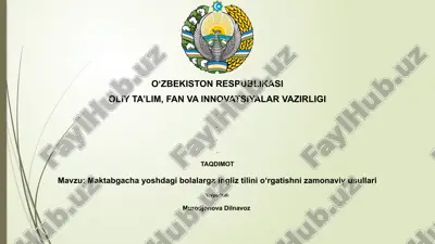 maktabgacha yoshdagi bolalarga ingliz tilini o‘rgatishni zamonaviy usullari — PPTX