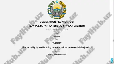 milliy iqtisodiyotning muvozanatli va mutanosib rivojlanishi — PPTX