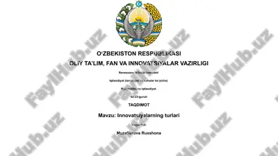 innovatsiyalarning turlari — PPTX