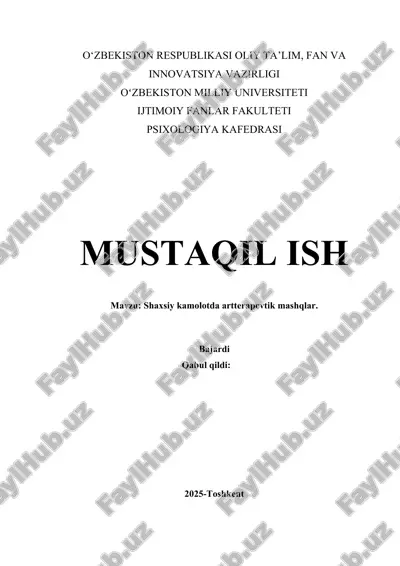 shaxsiy kamolotda artterapevtik mashqlar. — DOCX
