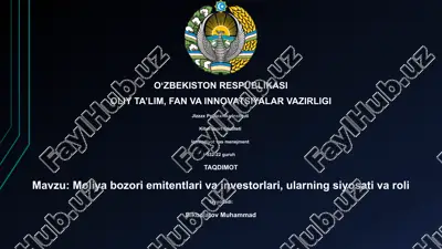 moliya bozori emitentlari va investorlari — PPTX