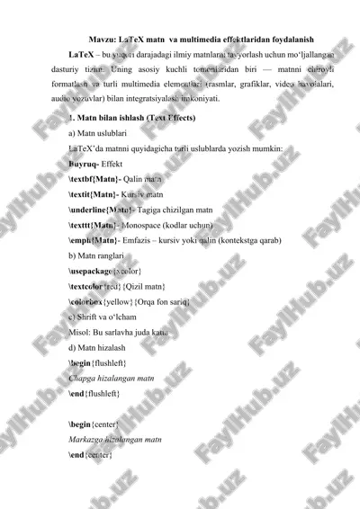 latex matn va multimedia effektlaridan foydalanish — DOCX