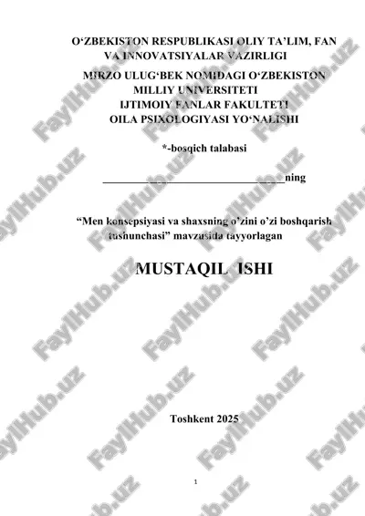 men konsepsiyasi va shaxsning o’zini o’zi boshqarish tushunchasi” mavzusida tayyorlagan — DOCX