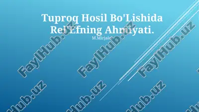 tuproq hosil bo'lishida rel'efning ahmiyati — PPTX