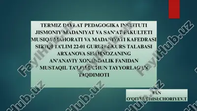 “shashmaqom san’atida xonandaning o‘rni va ijro uslublari” — PPTX