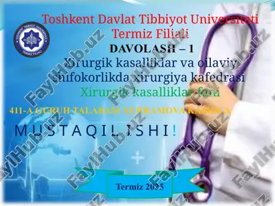 oshqozon osti bezi kistalari va o‘smalari — PPTX