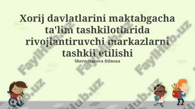 rivojlanish markazlarining tuzilmasi va faoliyati — PPTX