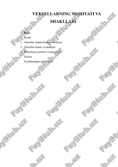 veksellarning mohiyati va shakllari — DOCX