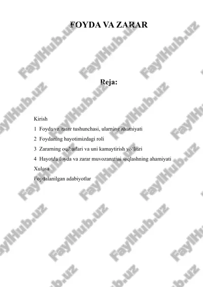 foyda va zarar — DOCX