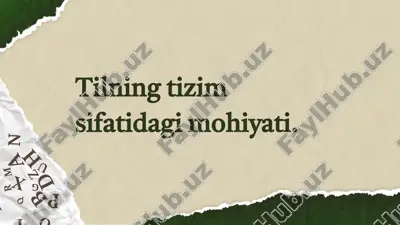 tilning tizim sifatidagi mohiyati — PPTX
