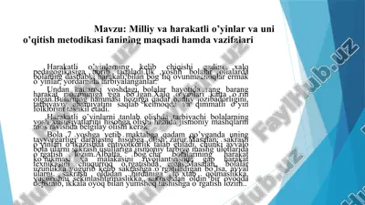 milliy va harakatli o’yinlar va uni o’qitish metodikasi fanining maqsadi hamda vazifalari — PPTX