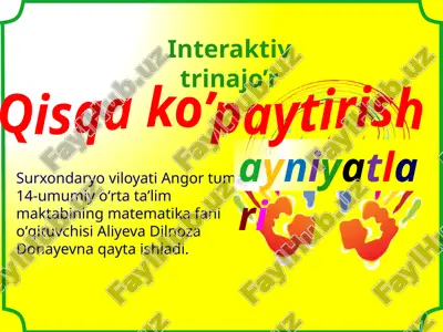 qisqa ko'paytirish ayniyatlari — PPTX