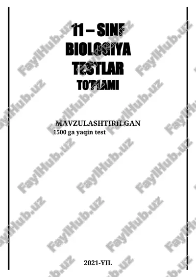 11 – sinf biologiyadan testlar to'plami — DOCX