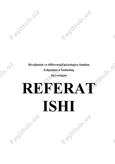 o'smirlik davri psixologiyasi — DOCX