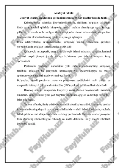 kimyoviy usullar bilan jinoyat izlarini aniqlash — DOCX