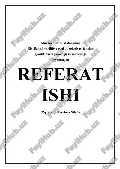 qarilik davri psixologiyasi — DOCX