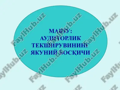 auditorlik tekshiruvining yakuniy bosqichi — PPTX