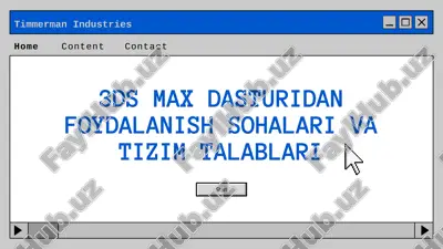 3ds max dasturidan foydalanish sohalari va tizim talablari — PPTX