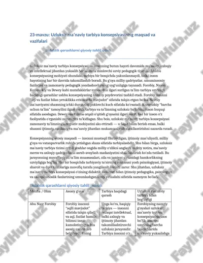 uzluksiz ma’naviy tarbiya konsepsiyasi — DOCX