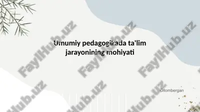 umumiy pedagogikada ta'lim jarayonining mohiyati — PPTX