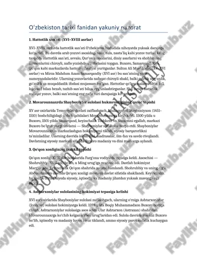 hattotlik san’ati (xvi–xviii asrlar) — DOCX
