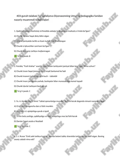 umumiy pedagogika fanidan nazariy muammoli topshiriqlari — DOCX