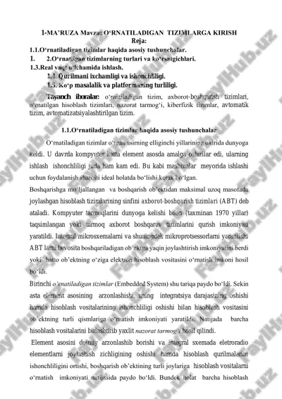 o‘rnatiladigan tizimlar — PDF
