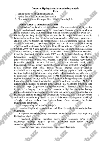 ispring dasturi — PDF