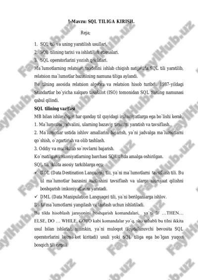 sql tiliga kirish — PDF