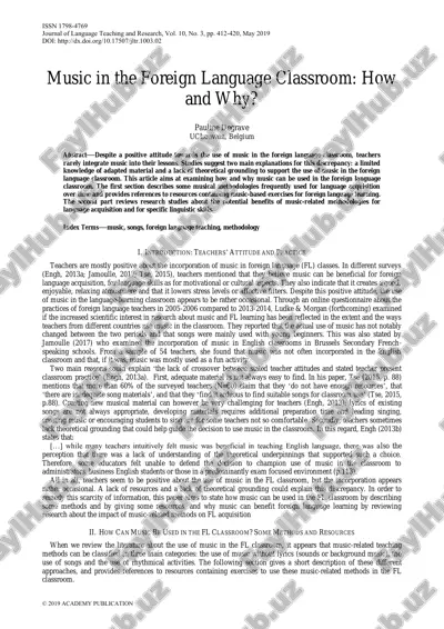music in the foreign language classroom: how and why? — PDF