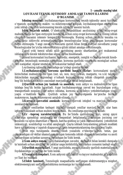 loyixani texnik-iqtisodiy asoslash tamoyillarini — PDF