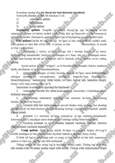 tarixiylik jihatdan o'zbek tili leksikasi — PDF