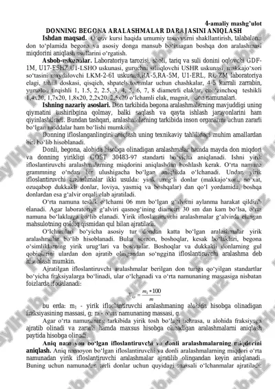 donning begona aralashmalar darajasini aniqlash — PDF