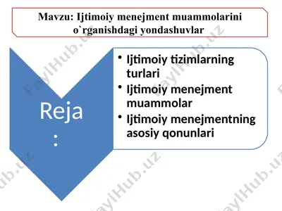 ijtimoiy menejment muammolarini o`rganishdagi yondashuvlar — PPTX