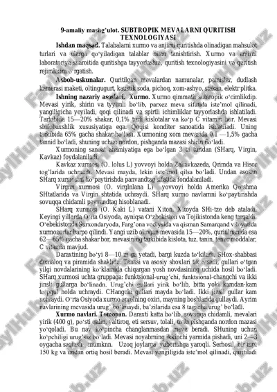 subtropik mevalarni quritish texnologiyasi — PDF