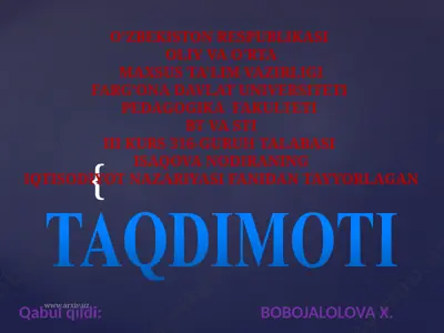 bozor iqtisodiyotiga o’tishning modellari — PPTX